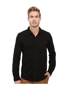 Mod-o-doc Summerland Knit Long Sleeve Jersey Button Front Shirt Black Size S